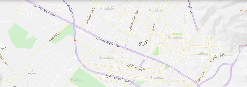نقشه آموزشگاههای زبان انگلیسی در شهر کرج