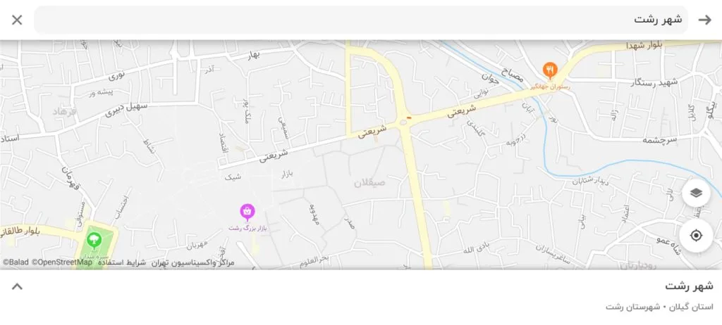 نقشه کلاس زبان شهر رشت