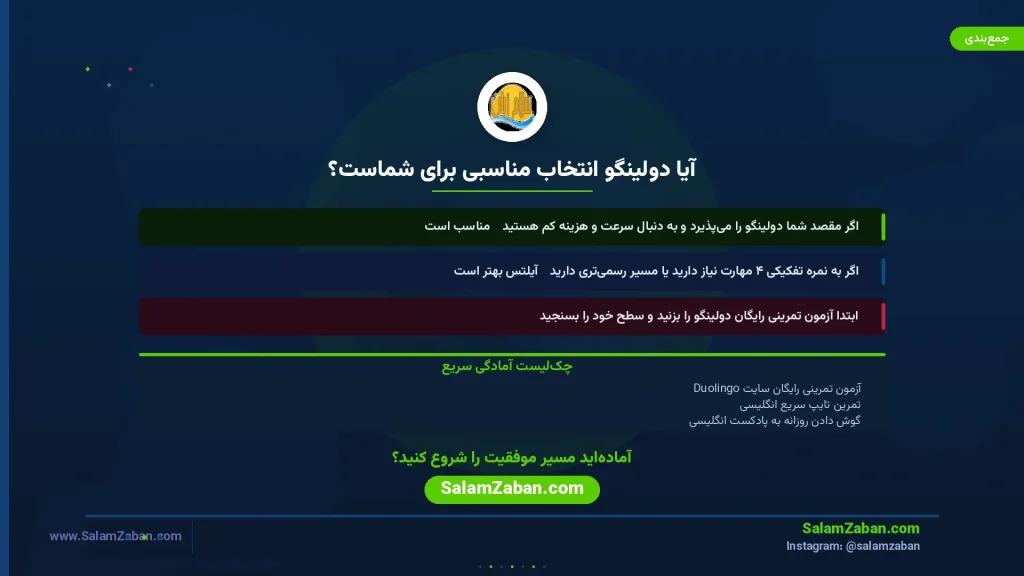 بررسی مناسب بودن آزمون دولینگو برای داوطلبان و چکلیست آمادگی سریع برای Duolingo English Test