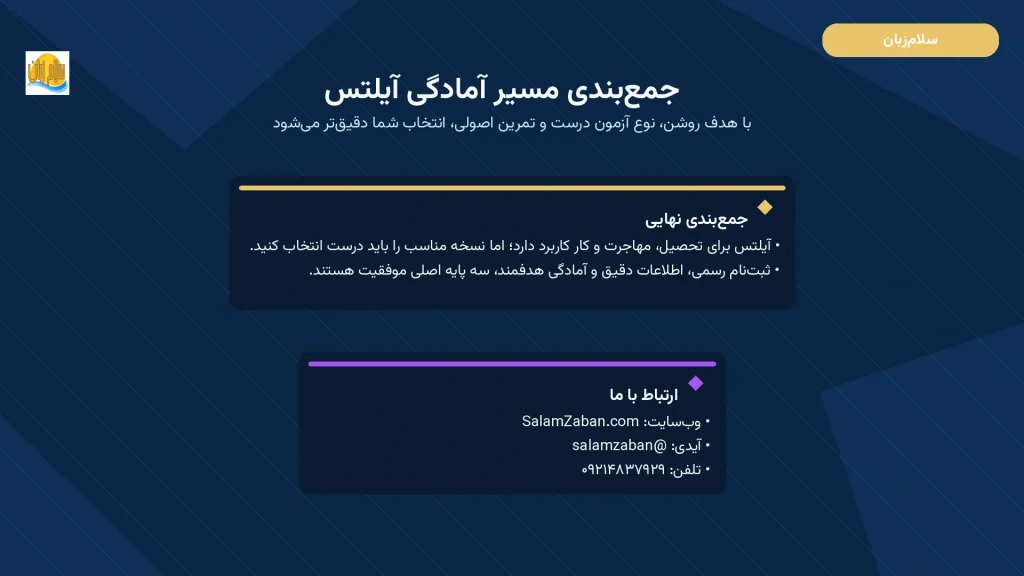 جمعبندی مسیر آمادگی آزمون آیلتس و راههای ارتباط با سلامزبان