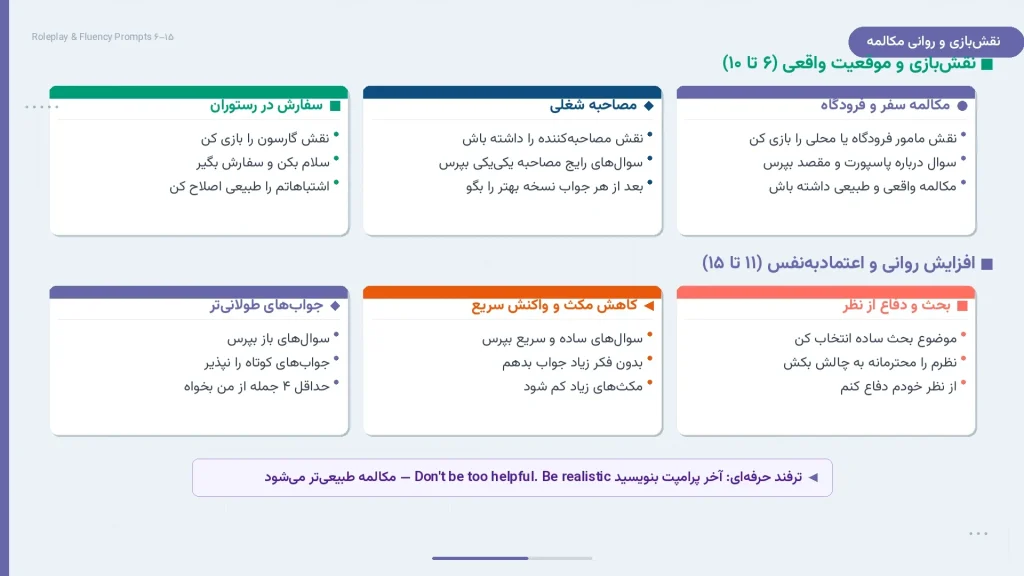 پرامپتهای نقشبازی و افزایش روانی مکالمه انگلیسی با ChatGPT