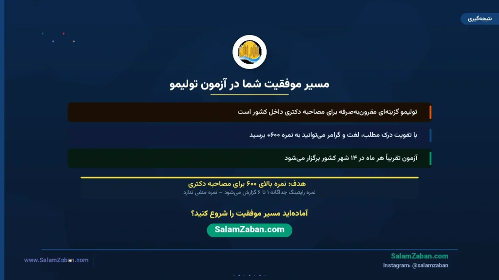 مسیر موفقیت در آزمون تولیمو با تقویت درک مطلب، لغت و گرامر برای کسب نمره ۶۰۰ به بالا