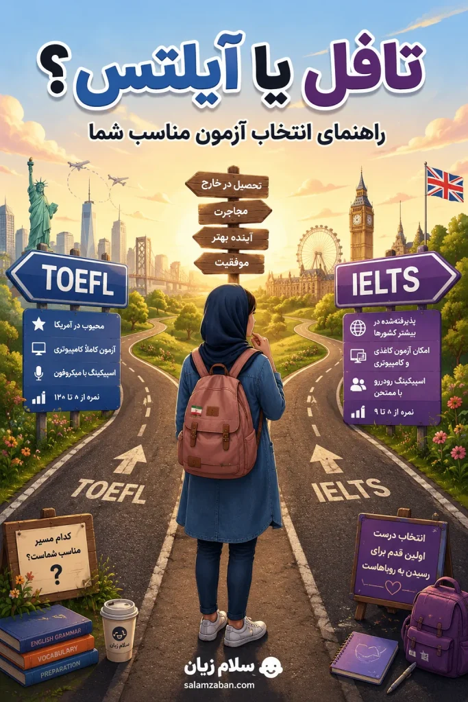تصویر شاخص مقاله تافل یا آیلتس، دو راهی انتخاب آزمون زبان انگلیسی مناسب برای تحصیل در خارج، مهاجرت و آینده شغلی