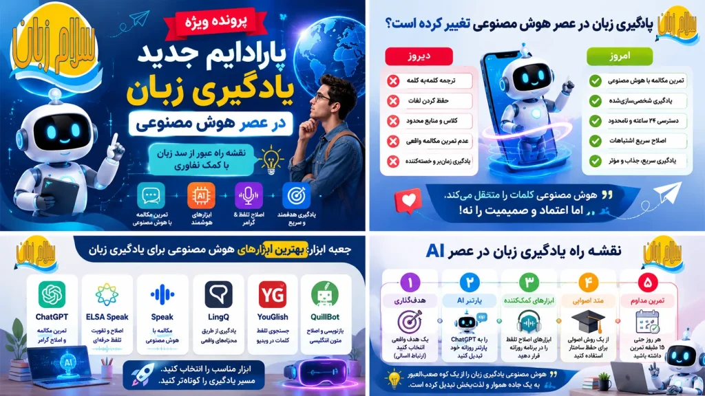 فلسفه یادگیری زبان در عصر هوش مصنوعی و مقایسه روشهای سنتی با یادگیری مدرن
