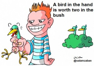 A bird in the hand is worth two in the bush