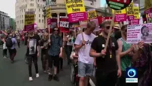 Thousands march in London against racism.