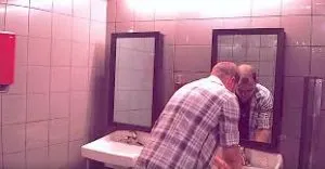 He is washing his hands now.