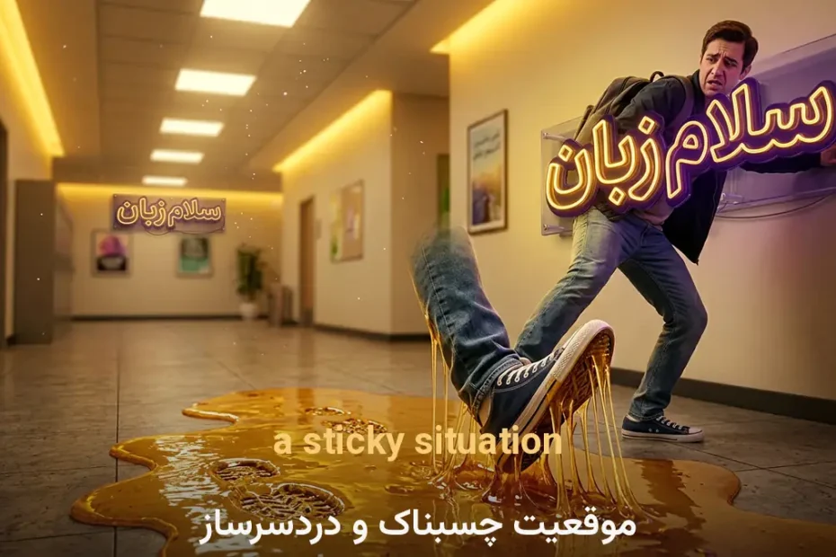 معنی a sticky situation در انگلیسی؛ موقعیت چسبناک و دردسرساز