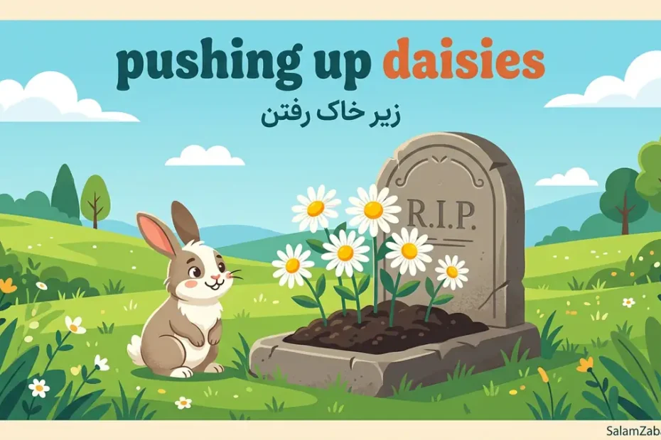 معنی pushing up daisies در انگلیسی؛ زیر خاک رفتن و رحلت کردن