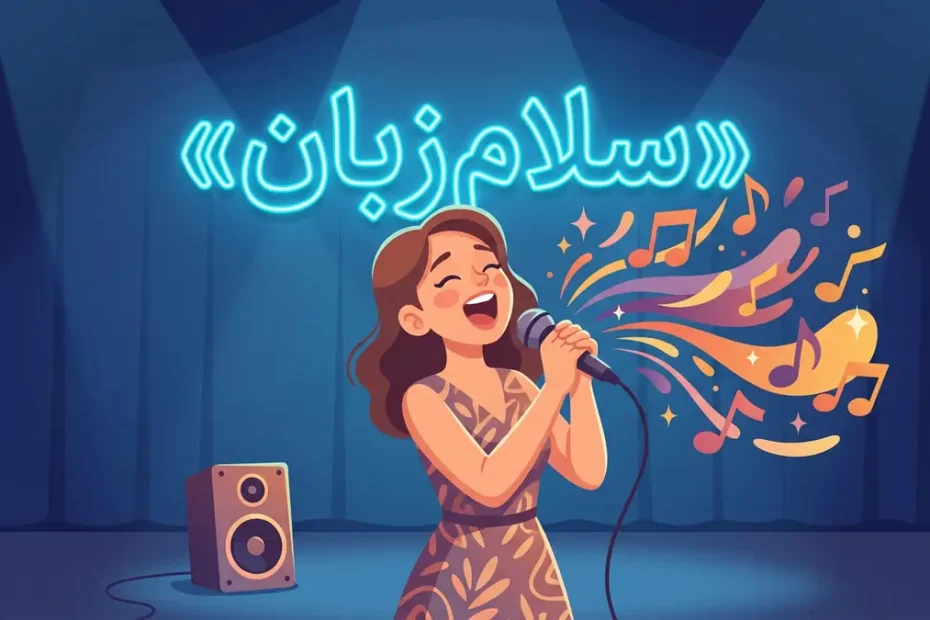 معنی to belt out a song در انگلیسی؛ بلند و تمام‌قد خواندن