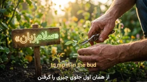 to nip it in the bud | to nip it in the budدر گهواره خفه کردن؛ از همان اول جلوی چیزی را گرفتن | to nip it in the budدر گهواره خفه کردن؛ از همان اول جلوی چیزی را گرفتن | to nip it in the budدر گهواره خفه کردن؛ از همان اول جلوی چیزی را گرفتن — to nip it in معنی to nip it in the bud | to nip it in the budدر گهواره خفه کردن؛ از همان اول جلوی چیزی را گرفتن | to nip it in the budدر گهواره خفه کردن؛ از همان اول جلوی چیزی را گرفتن | to nip it in the budدر گهواره خفه کردن؛ از همان اول جلوی چیزی را گرفتن | to nip i