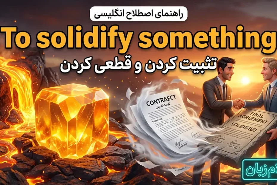 معنی اصطلاح solidify در انگلیسی؛ تثبیت کردن و قطعی کردن