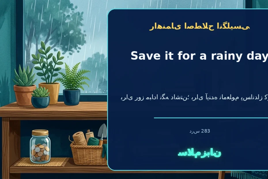 save it for a rainy day؛ برای روز مبادا نگه داشتن؛ برای آیندهٔ نامعلوم پس‌انداز کردن — راهنمای اصطلاح انگلیسی سلام‌زبان