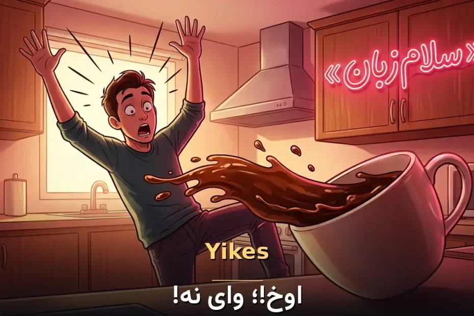 معنی Yikes! در انگلیسی با تصویر مفهومی اوخ!؛ وای نه!